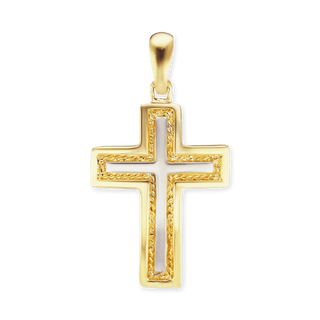 Sterling Silver Cross Pendant with Rope Design (35 x 19 mm)