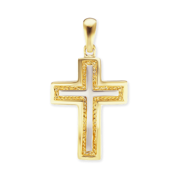 Sterling Silver Cross Pendant with Rope Design (35 x 19 mm)