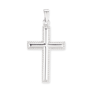 14K Gold Raised Classic Cross with Detailed Edge (32 x 16 mm)