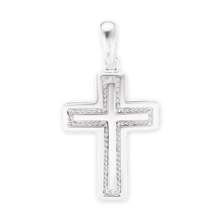 Sterling Silver Cross Pendant with Rope Design (35 x 19 mm)