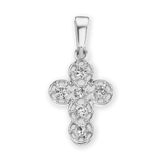 14K Gold Venetian Cross Pendant with Diamonds (20 x 10 mm)