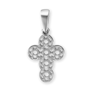 14K Gold Filigree Cross 6 Stone Pendant Mounting (20 x 10 mm)