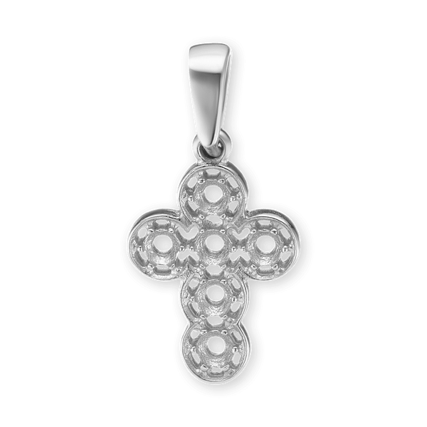 14K Gold Filigree Cross 6 Stone Pendant Mounting (20 x 10 mm)