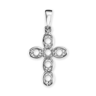 14K Gold Venetian Cross 6 Stone Pendant Mounting (23 x 12 mm)