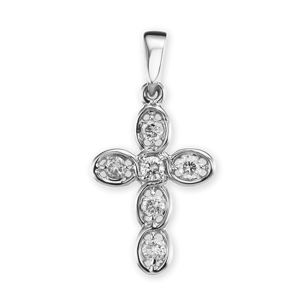 14K Gold Venetian Cross Pendant with Diamonds (23 x 12 mm)