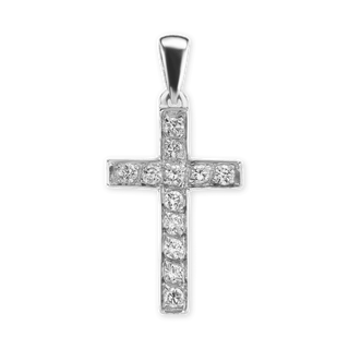 14K Gold Classic Cross Pendant with Diamonds (34 x 17 mm)