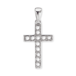 14K Gold Classic Cross 11 Stone Pendant Mounting (34 x 17 mm)