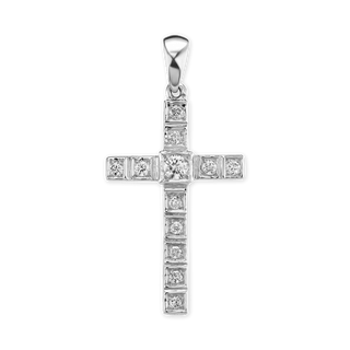14K Gold Classic Cross Pendant with Diamonds (40 x 20 mm)
