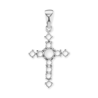 14K Gold Contemporary Cross 11 Stone Pendant Mounting (35 x 18 mm)