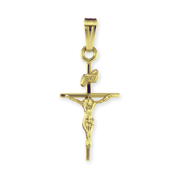 14K Gold Classic Crucifix Pendant (24 x 10 mm)