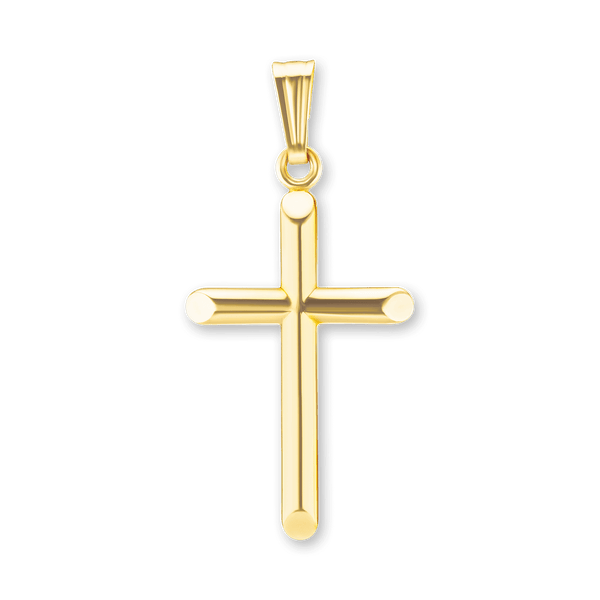 14K Gold Domed Classic Cross (25 x 11 mm)
