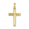 14K Gold Raised Classic Cross with Detailed Edge (32 x 16 mm)