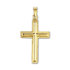 14K Gold Raised Classic Cross with Detailed Edge (32 x 16 mm)