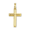 14K Gold Raised Classic Cross with Detailed Edge (32 x 16 mm)