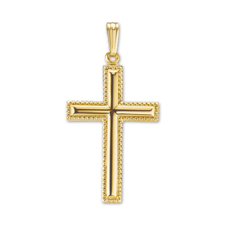 Sterling Silver Raised Cross with Detailed Edge (41 x 21 mm)