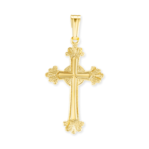 14K Gold Fancy Anglican Cross (34 x 16 mm)
