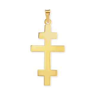 14K Gold Orthodox Papal Cross Pendant (33 x 20 mm)
