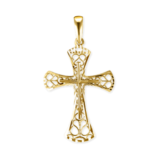 14K Gold Filigree Cross Pendant (46 x 26 mm)