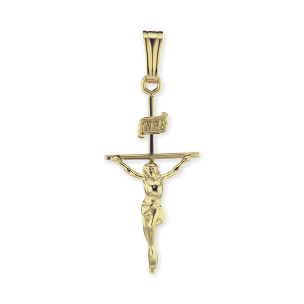 14K Gold Classic Crucifix Pendant (33 x 13 mm)