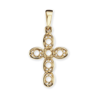 14K Gold Venetian Cross 6 Stone Pendant Mounting (23 x 12 mm)