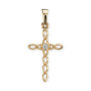 14K Gold Twisted Cross Pendant with Diamond (25 x 12 mm)