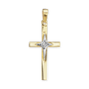 14K Gold Classic Cross Pendant with Diamond Accent (30 x 14 mm)