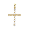 14K Gold Twisted Filigree Cross Pendant with Diamonds (29 x 16 mm)