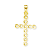 14K Gold Bezel Set Classic Cross 11 Stone Pendant Mounting (30 x 15 mm)