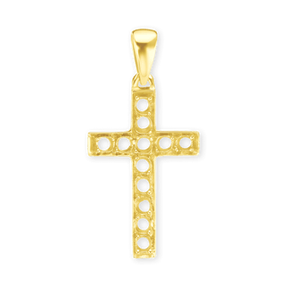 14K Gold Classic Cross 11 Stone Pendant Mounting (34 x 17 mm)