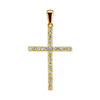 14K Gold Thin Cross Pendant with Diamonds (44 x 24 mm)