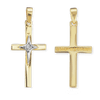 14K Gold Classic Cross Pendant with Diamond Accent (30 x 14 mm)