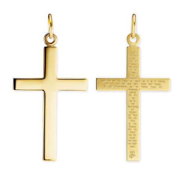 14K Gold Classic Cross Pendant with Lord's Prayer (51 x 25 mm)