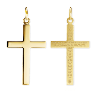 14K Gold Classic Cross Pendant with Lord's Prayer (51 x 25 mm)