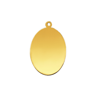 14K Yellow Gold Oval Disc With Loop (.025" thickness)