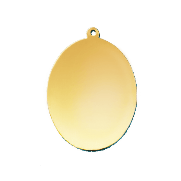 14K Yellow Gold Oval Disc With Loop (.025" thickness)