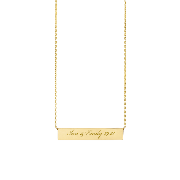 Bar Necklace with Optional Engraving in 14K Yellow Gold (18" Chain)