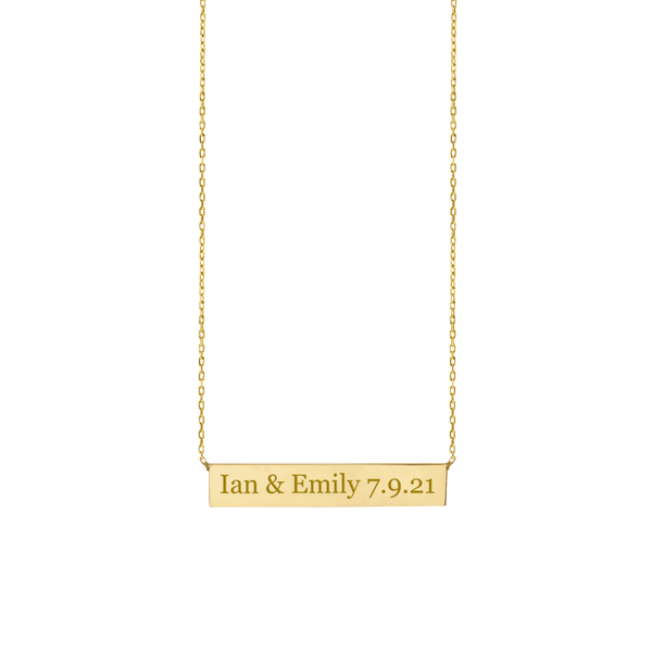 Bar Necklace with Optional Engraving in 14K Yellow Gold (18" Chain)