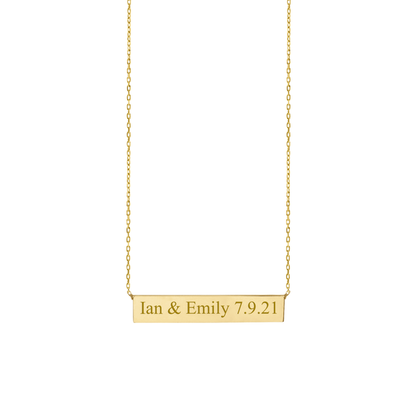 Bar Necklace with Optional Engraving in 14K Yellow Gold (18" Chain)