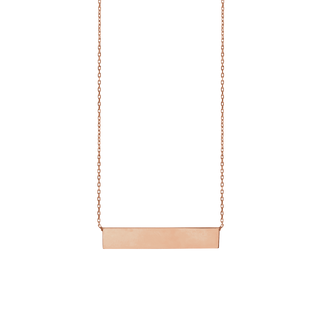 Bar Necklace with Optional Engraving in 14K Pink Gold (18" Chain)