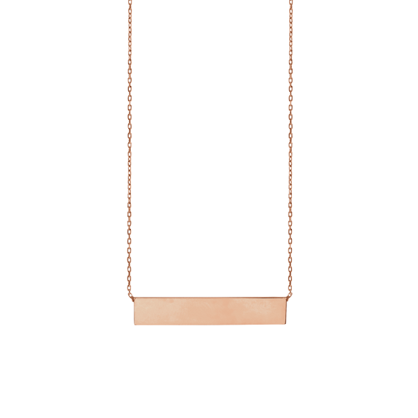 Bar Necklace with Optional Engraving in 14K Pink Gold (18" Chain)