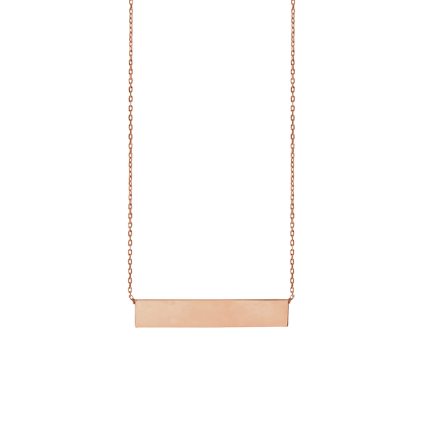 Bar Necklace with Optional Engraving in Sterling Silver 18K Pink Gold Finish (18" Chain)