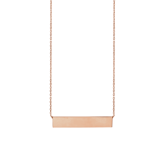 Bar Necklace with Optional Engraving in Sterling Silver 18K Pink Gold Finish (18" Chain)