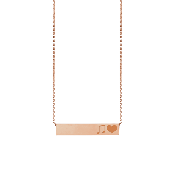 Bar Necklace with Optional Engraving in Sterling Silver 18K Pink Gold Finish (18" Chain)