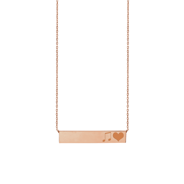 Bar Necklace with Optional Engraving in 14K Pink Gold (18" Chain)