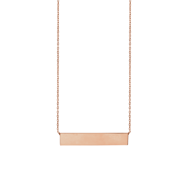 Bar Necklace with Optional Engraving in 14K Pink Gold (18" Chain)