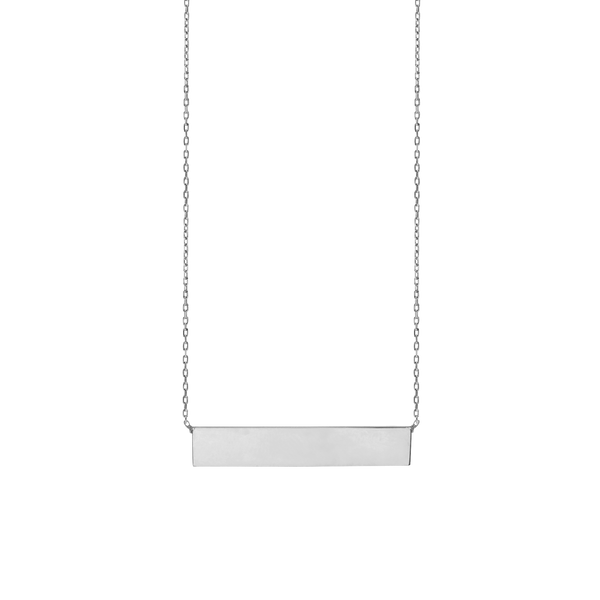 Avalon Bar Necklace with Engraving in Sterling Silver (18" Chain)