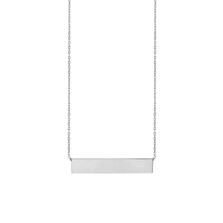 Bar Necklace with Optional Engraving in 14K White Gold (18" Chain)