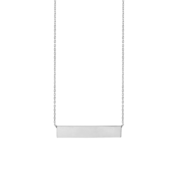 Bar Necklace with Optional Engraving in 14K White Gold (18" Chain)