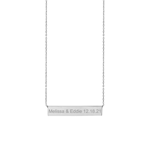 Bar Necklace with Optional Engraving in 14K White Gold (18" Chain)