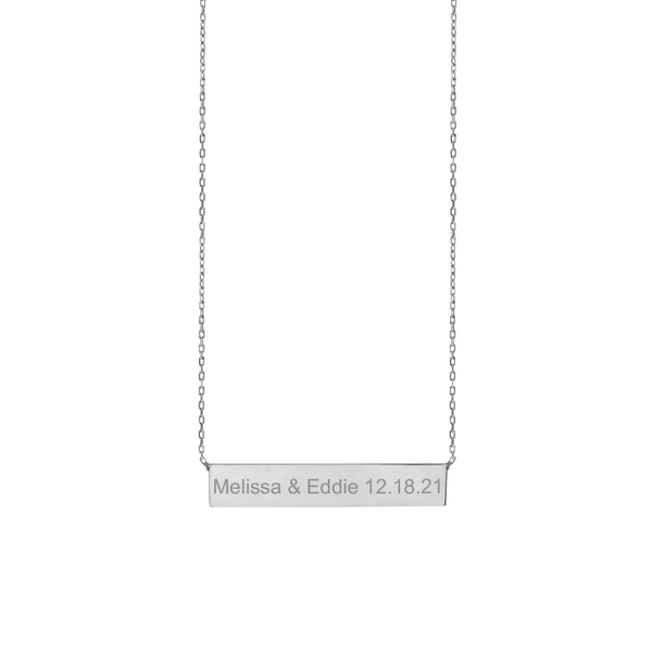 Bar Necklace with Optional Engraving in Sterling Silver (18" Chain)